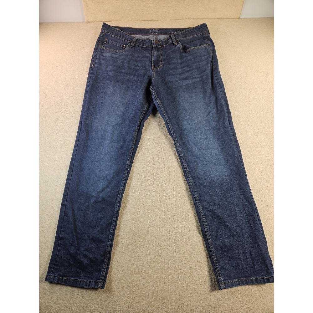 Chaps Men's Jeans 38x32 Slim Straight Fit Dark Wash Stretch Denim